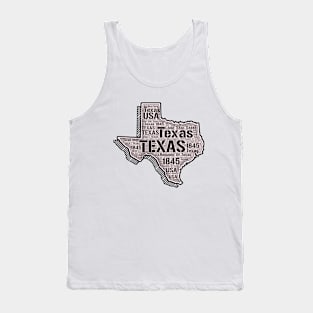 Texas Map Word Art Texas State Words Cloud Tank Top